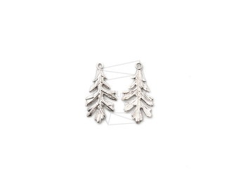 PDT-2376-MR/2Pcs-leaves Pendant / 10mm x 19mm /Matte Rhodium Plated over  Brass/Jewelry Making