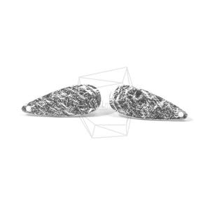 ERG-590-MR/2PCS/ロングティアドロップレザーテクスチャポストイヤリング/10 mm X 25 mm/マットロジウムメッキピューター、925シルバーポスト/ジュエリーメイキング