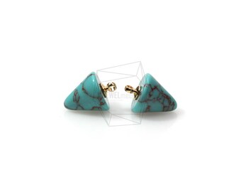 STO-065-G/2Pcs-stone Cone Pendant/ 9mmx12mm /Gold Plated over brass/Jewelry Making