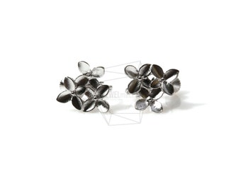 ERG-315-MR/2PCS/No Piercing Flower Cluster Earring/15mm x 18mm/Matte Rhodium Plated over Brass/Jewelry Making