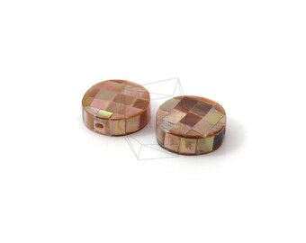PEA-040-G/2STK/ Perlmutt Mosaik rund/15mm/Perlmuttperlen/Schmuckherstellung