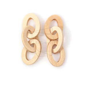 BSC-324-G / 2pcs / Colgante de círculos vinculados de madera / 14 mm x 42 mm / Colgante de enlace de madera / Fabricación de joyas