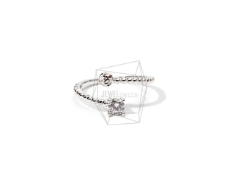 RNG-014-R/1PCS/Cubic Zirconium setting Ring Base/Adjustable Ring/Rhodium  Plated Over Brass/Jewelry Making