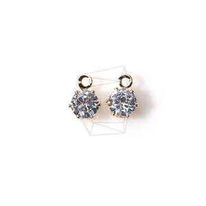 PDT-1032-G/4PCS/CZ Pendant/6mm x 6mm/Gold Plated over Brass/Jewelry Making