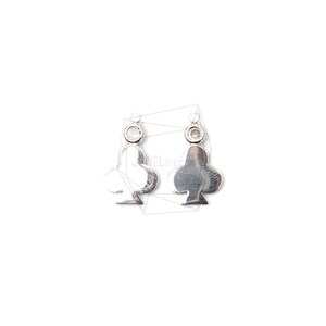 PDT-2322-R/2Pcs-Clover Pendant / 10mmx16mm /Rhodium Plated over brass,cz/Jewelry Making