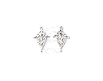 PDT-2196-MR/4Pcs-mini leaves Pendant / 7mm x 17mm /Matte Rhodium  Plated Over Brass/Jewelry Making