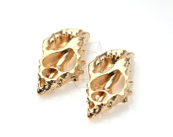 PDT-371-MG/5Pcs-Trumpet Shell pendant /  15mm x 23mm /Matte Gold  Plated over pewter/Jewelry Making