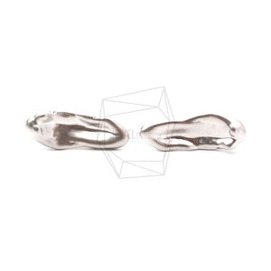 May include: A pair of silver earrings in a unique, abstract shape. The earrings are smooth and have a slightly irregular, organic form.