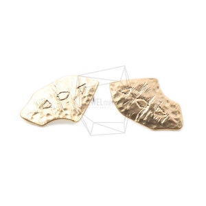 ERG-1007-MG/2PCS/Hammered Post Earrings/17mm X 28mm/Matte Gold Plated Over Brass,Titanium Post/Jewelry Making