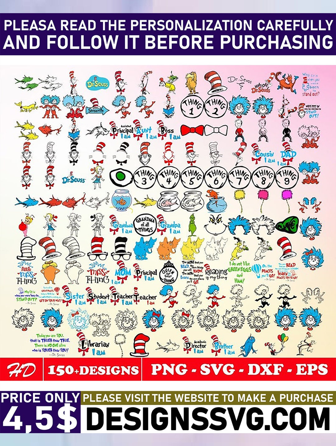 600 Files Dr Seuss Svg Bundle Layered Item, Dr. Seuss Quotes Cat in the ...