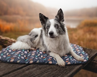 Travel mat for a dog, Outdoor dog mat, Roll up dog mat, personalized dog pad, weatherproof fabric