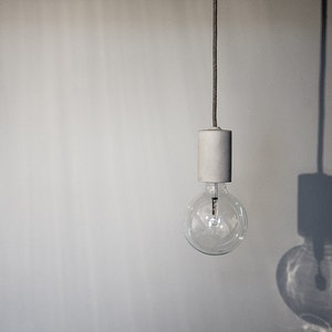 Concrete Pendant Lamp with Concrete Lamp Holder  and fabric cable - mod LOR