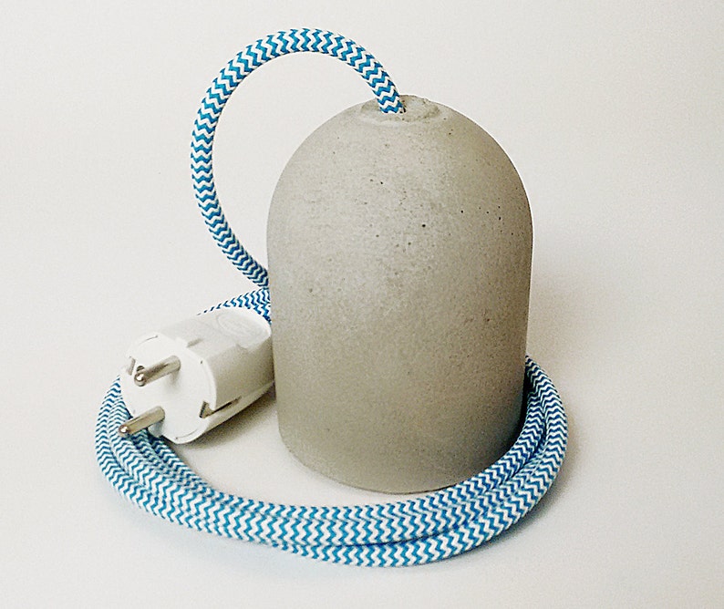 3 meters fabric cable Concrete Pendant Lamp with power plug and 3 meters fabric cable image 3