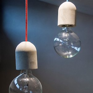 Concrete Pendant Lamp with Concrete Lamp Holder  and fabric cable