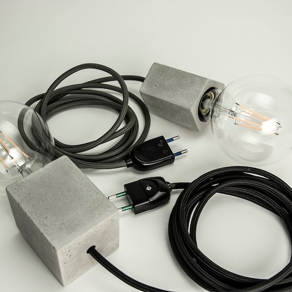 Lampe en béton Suspension "MINIS" avec fiche electrique