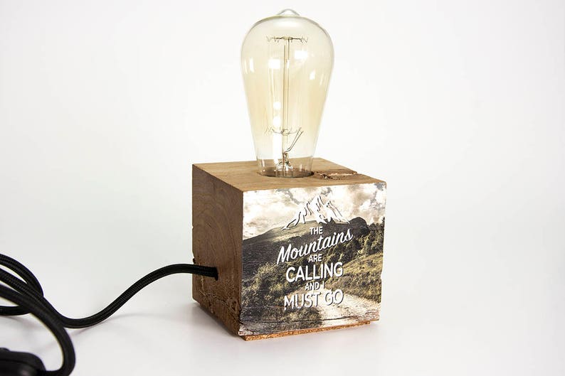 Wood Table Lamp MOUNTAINS ARE CALLING image 1