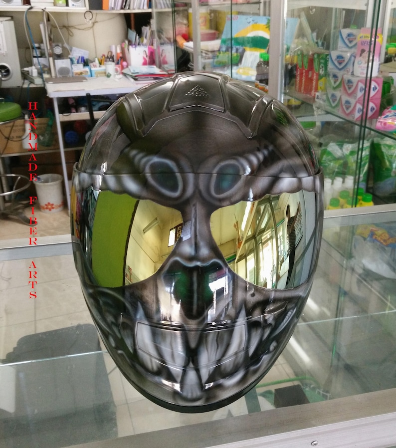 Custom airbrush painted motorcycle helmet