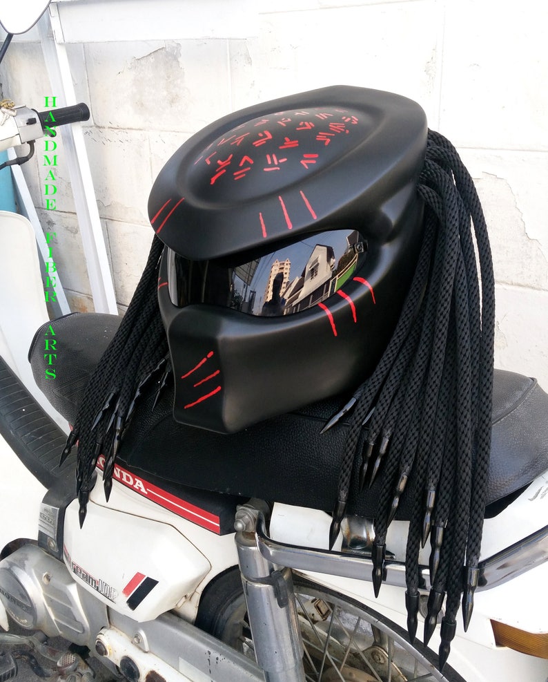 Black Custom Predator Full Face Motorcycle Helmet