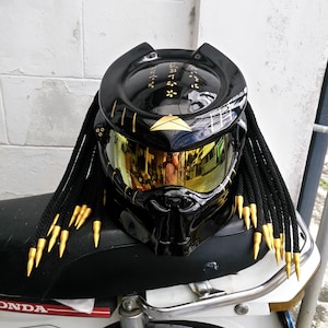 Black Custom Predator Motorcycle Helmet