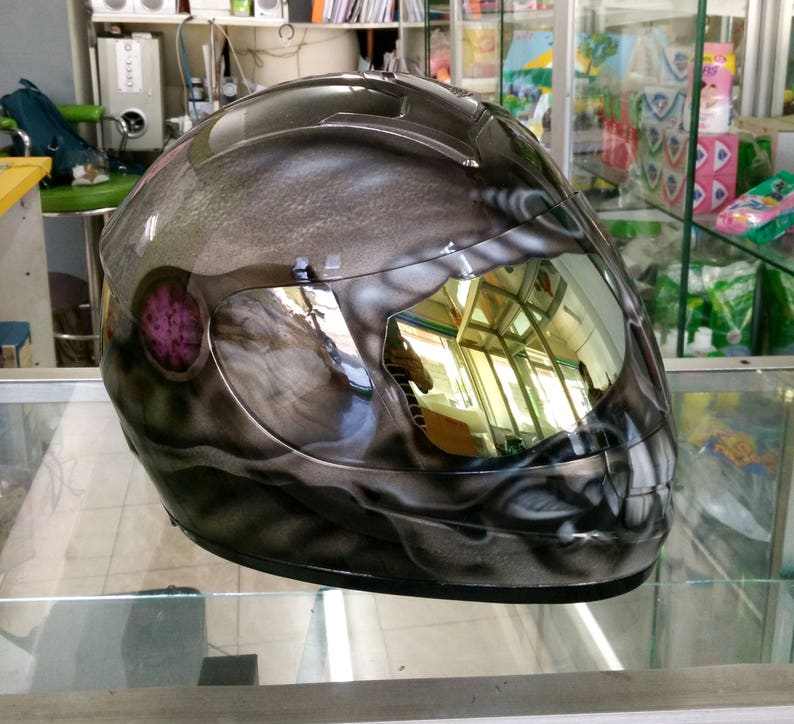 Custom airbrush painted motorcycle helmet