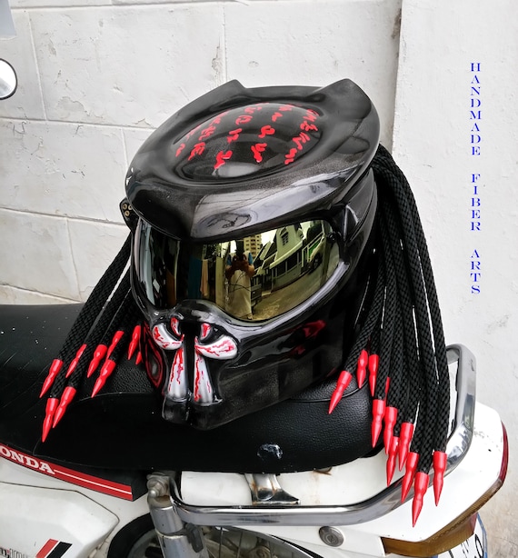 Accesorios Sombreros y gorras Cascos Cascos de moto Casco de motocicleta Predator personalizado con calavera azul pintada aprobado por Dot & Ece 