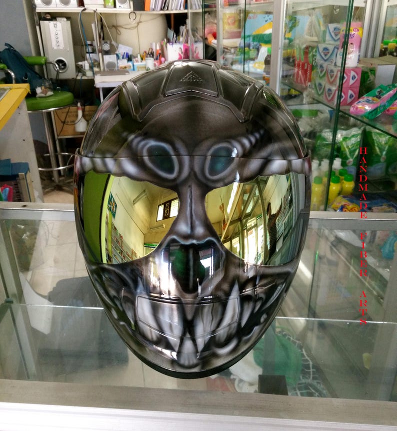 Custom airbrush painted motorcycle helmet