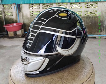 BLACK Power Ranger Custom Motorcycle Helmet