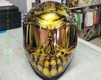 GOLD Custom Airbrushed Motorcycle Helmet