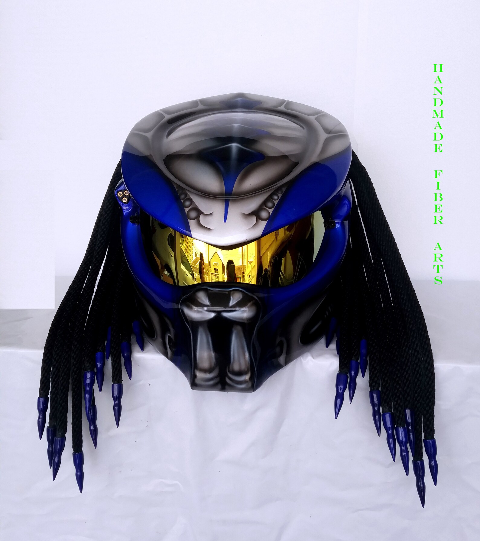 Blue Custom Predator Motorcycle Helmet - Etsy UK