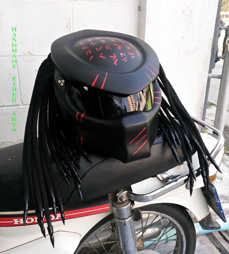 Black Custom Predator Full Face Motorcycle Helmet