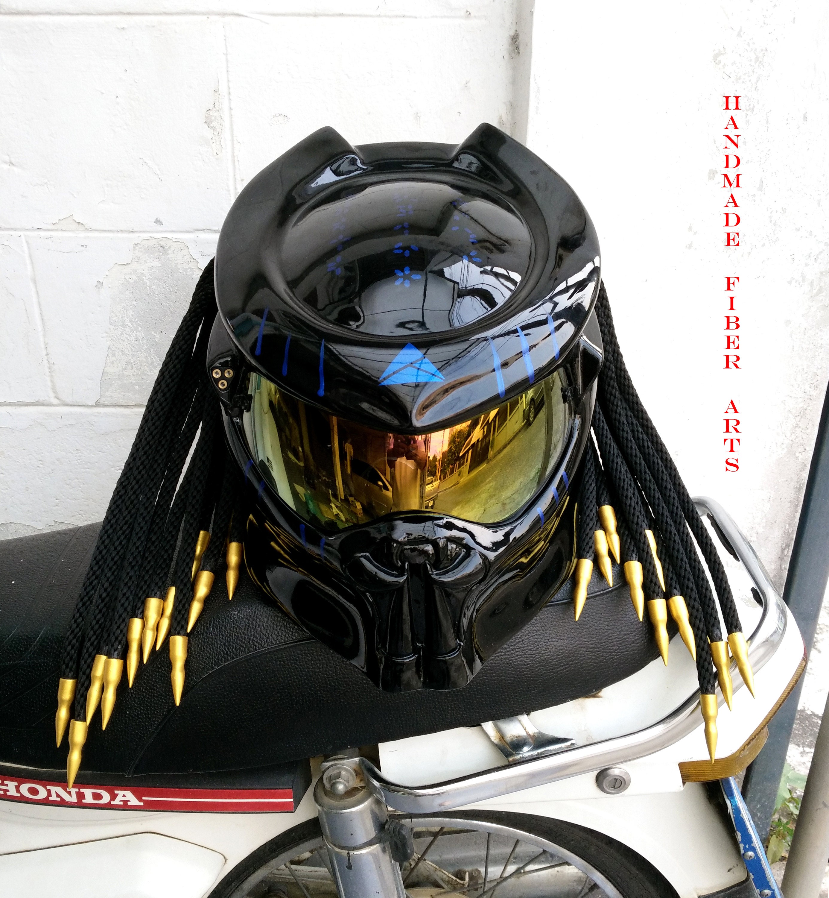 Zwarte Custom Predator Motorhelm | Etsy België