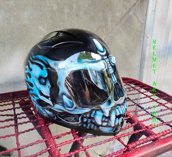 Casco de motocicleta con aer grafo personalizado Etsy Espa a