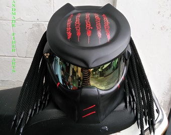 Black Custom  Predator Motorcycle Helmet