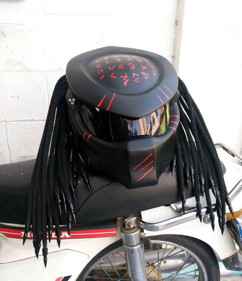 Black Custom Predator Full Face Motorcycle Helmet