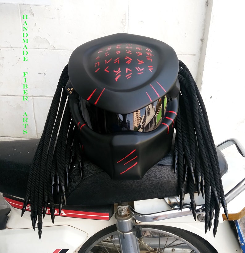 Black Custom Predator Full Face Motorcycle Helmet