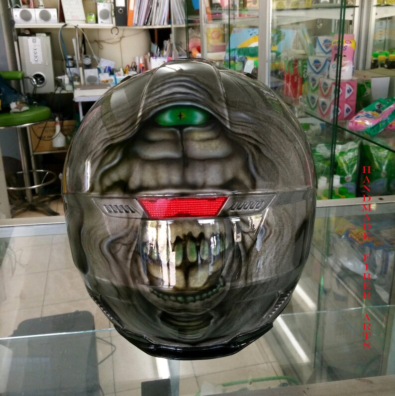 Custom airbrush painted motorcycle helmet
