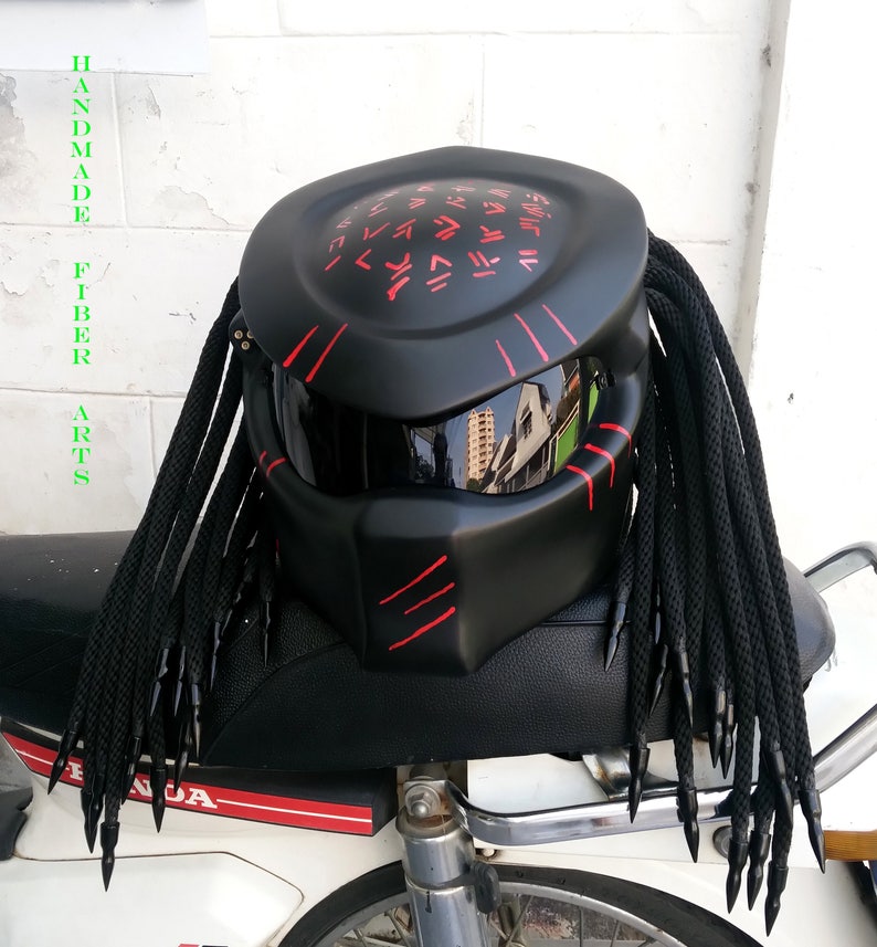Black Custom Predator Full Face Motorcycle Helmet