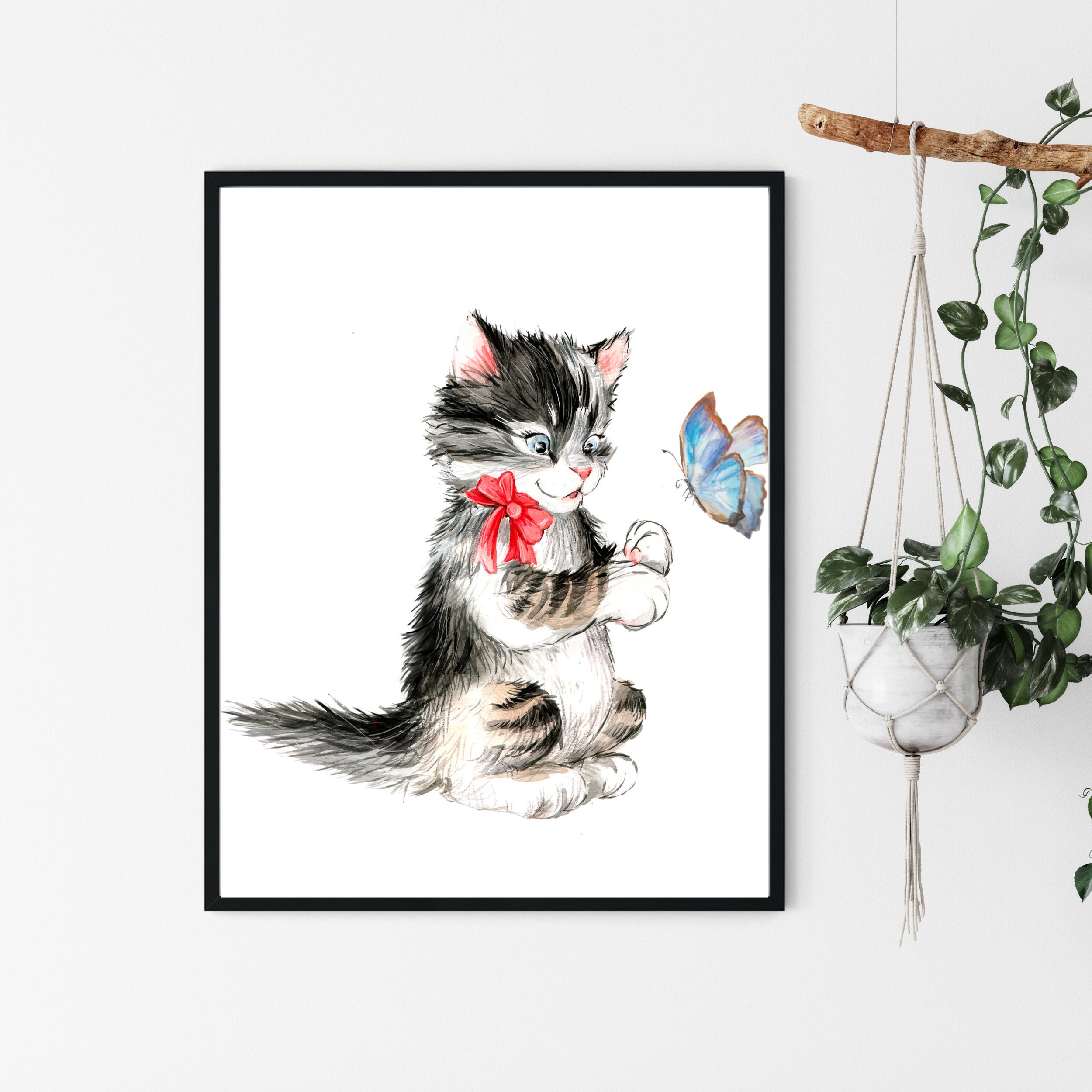 Cute kitten printable wall art nursery decor baby shower gift Etsy