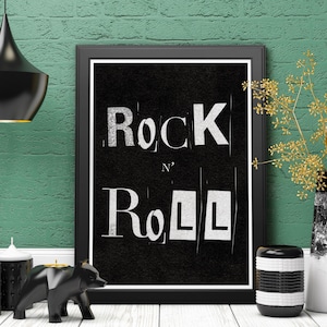 Rock n Roll Typography Print | Rock n Roll Print | Music Gift | Rock n Roll Poster | Rock n Roll Art Print