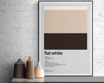 Flat White Print | Coffee Print | Coffee Recipe Print | Coffee Types Print | Coffee Guide Print | Kitchen Diner Print
