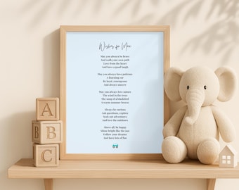 Wishes For Baby Poem Print: Christening, Naming Day Gift