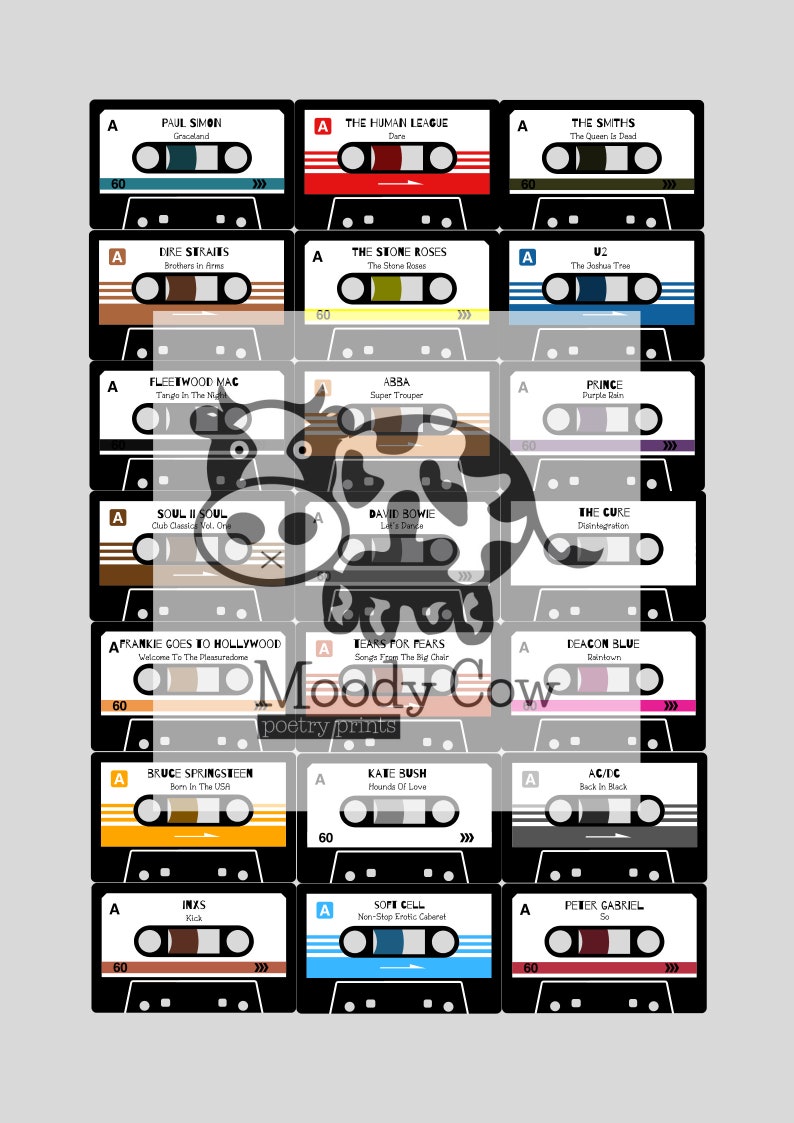 Personalised Cassette Poster Choose Your Own Songs Etsy UK