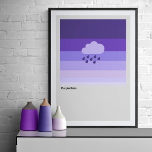 Purple Rain Print | Purple Rain Minimalist Print | Purple Rain Poster | Purple Rain Wall Art Print
