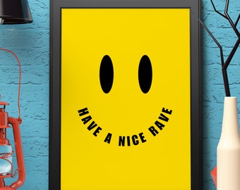 Acid House Print | Smiley Face | Rave Print | Retro Clubbing Poster