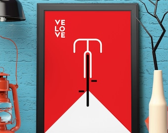 Minimalist Cycling Poster: Velo Love Art Print