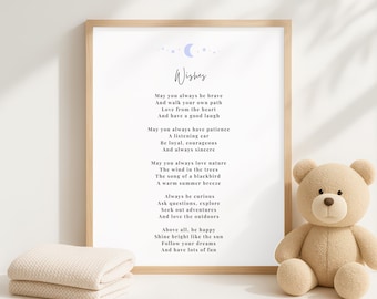 Wishes For Baby Poem Print: Christening Naming Day Gift
