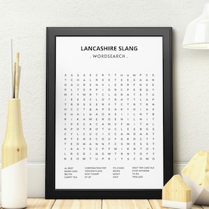 Lancashire Wordsearch | Lancashire Slang | Lancashire Print | Bathroom Wordsearch