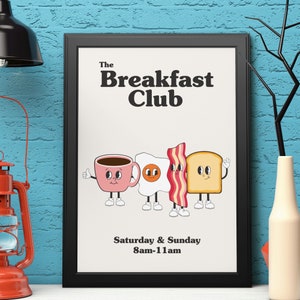 Breakfast Club Print | Retro Breakfast Print | Retro Character Print | Retro Food Poster | Kitchen Diner Print