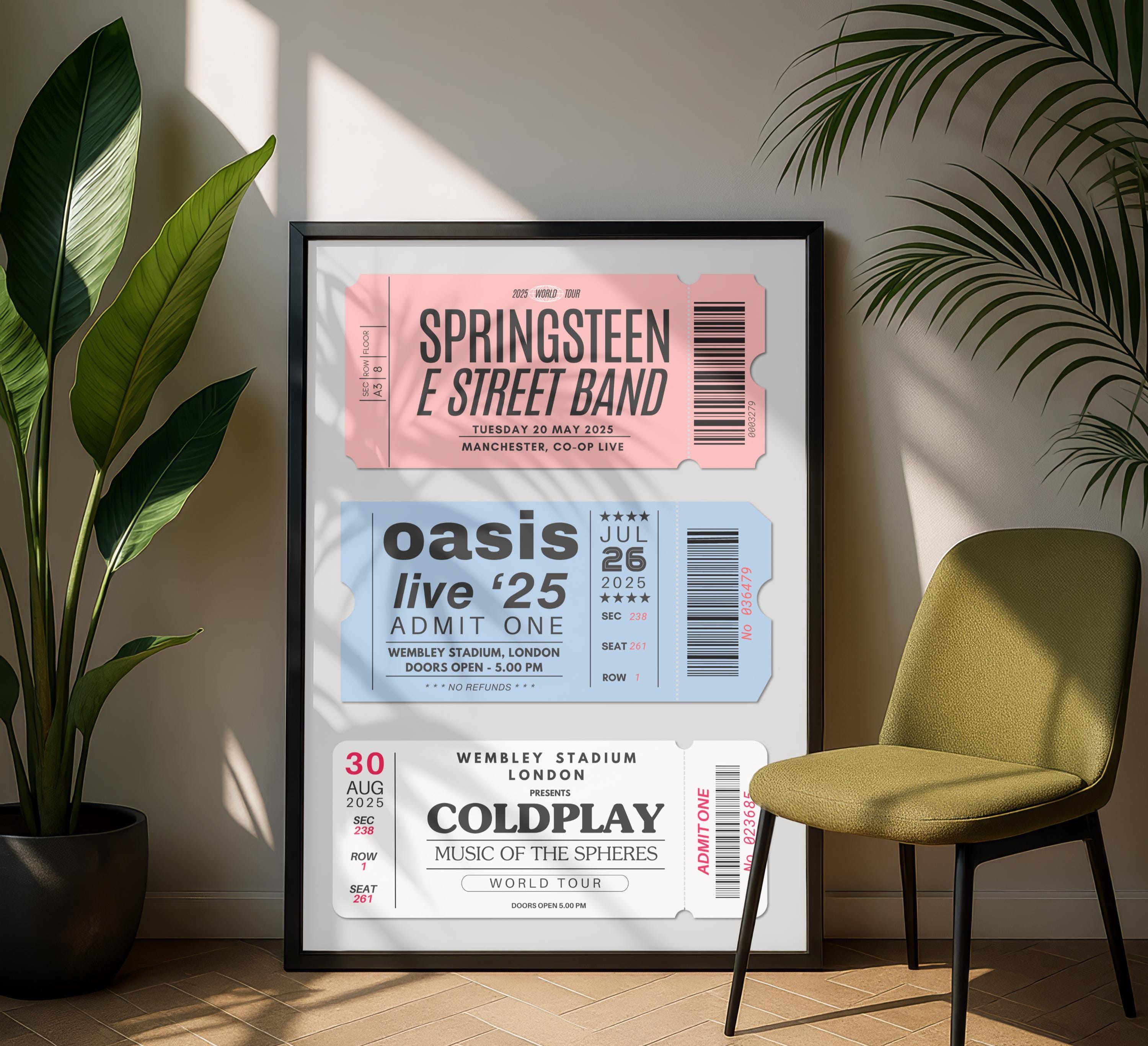 Personalised Concert Ticket Stub Poster, Personalized Memory Art