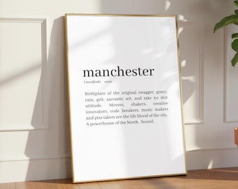 Manchester Definition Print: City Typography Wall Art